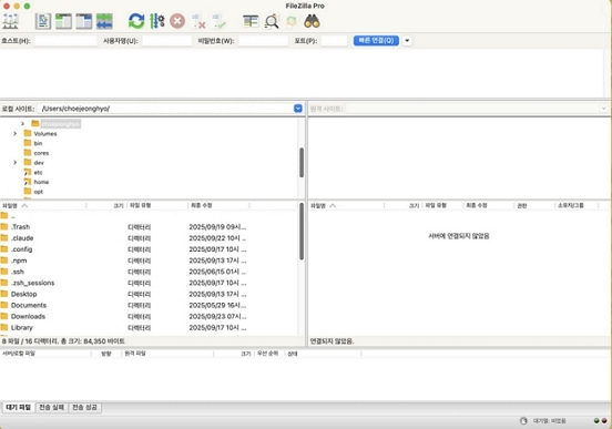 FileZilla Mac 실행